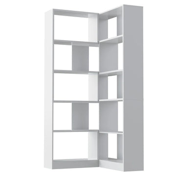 Princesa 78" H Corner Bookcase 5 Tier L-Shaped Bookshelf