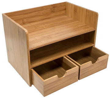 3-Tier Bamboo Desk Organizer with 3 Drawers
