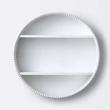 Round Decorative Wall Shelf with Beading - White - Cloud Island