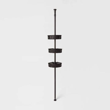 New - Steel Corner Tension Pole Caddy Matte Black - Room Essentials