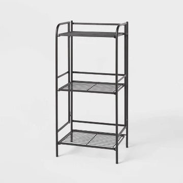 Folding 3 Narrow Shelves Black - Brightroom