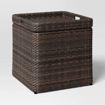 Wicker Storage Outdoor Patio Accent Table Brown - Room Essentials