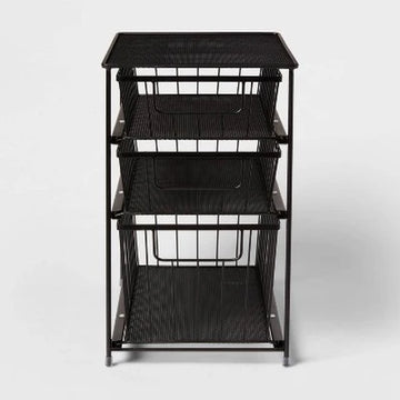 New - 3 Tier Drawer Organizer Matte Black - Brightroom