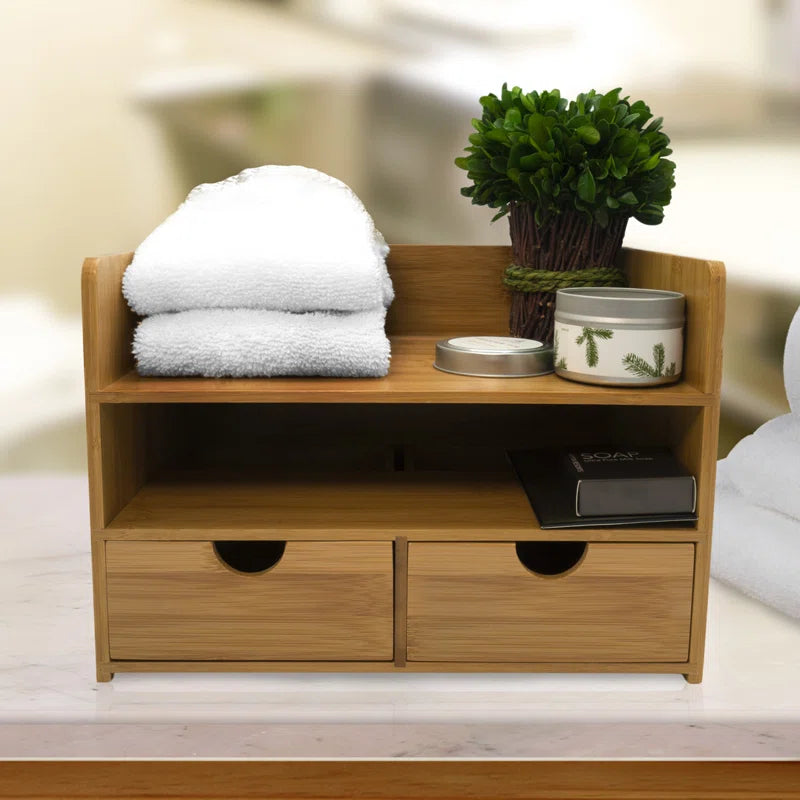 3-Tier Bamboo Desk Organizer with 3 Drawers