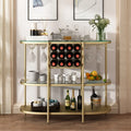 Itasca Metal Wine Bar Stand with 4-Tier Storage, Tempered Glass Wine Rack Table with Glass Holders
