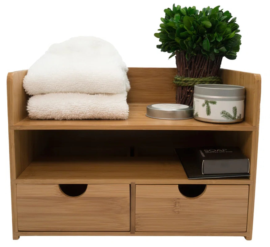 3-Tier Bamboo Desk Organizer with 3 Drawers