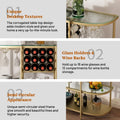 Itasca Metal Wine Bar Stand with 4-Tier Storage, Tempered Glass Wine Rack Table with Glass Holders